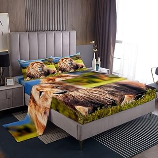 Lion printed bed sheets 3D for children boys, set of wild animal sheets, set of 3-piece sheets for children + deep pocket sheets + Flat Lion sheet, 1 pillowcase, double waist.. Nigeria's favorite online shopping platform, DIAYTAR offers unbeatable prices and delivery within a week.