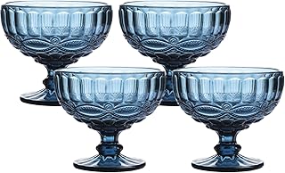 Whole Housewares with 12 ounce ice cream ice cream - Vintage -satered glass dessert containers - Small ice cream for ice cream and fruits/salad/Sunday, solid glass color, batch of 4 (blue).. DIAYTAR NIGERIA: Connecting every Nigerian with quality products at prices everyone can afford.