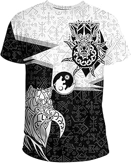 LRKZ Viking style t-shirt for men, northern style skoll and hati totem 3D printing with tightening cord, large pocket with long sleeve hood with full zipper.. DIAYTAR Nigeria delivers happiness in 5–8 days, no matter what you buy.