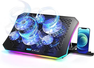 Cooling cushion for Laptop RGB lighting with 6 cooling fans, 7 height adjustable supports, powered by a USB port for laptops from 15 to 17.3 inches.. DIAYTAR NIGERIA provides endless shopping possibilities with affordable prices and prompt delivery service.