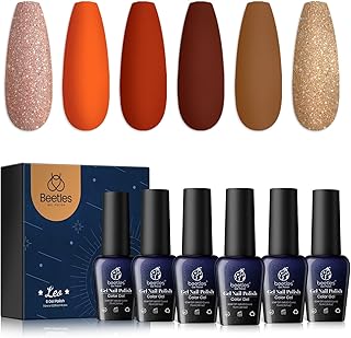Set of Beatles gel nail polish, 6 falls fall winter gold, orange, brown, yellow, glittery gold, red wine, LED light for Halloween, Thanksgiving, DIY Nail Art at home.. Your everyday shopping companion, DIAYTAR NIGERIA offers unbeatable value with nationwide delivery.