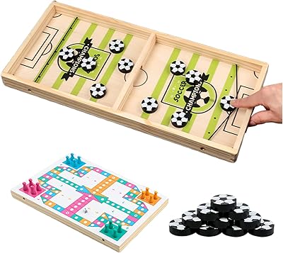 MEPIGEN GAMES SLINGBOKER SPEED GAME, 2 -in -1 wooden board game, wooden hockey table game, interactive hockey and ludo games for family party, wooden chess game.. Experience the satisfaction of affordable shopping with DIAYTAR NIGERIA's nationwide 5-8 day delivery.