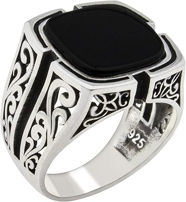 Luxury Men's Ring made by hand in Sterling 925 silver and black onyx stone, Sterling silver, Onyx.. Thousands of choices. Zero hassle. All thanks to DIAYTAR Nigeria.
