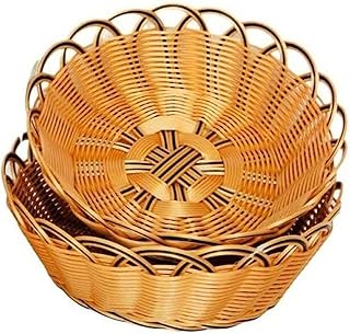 Basket gift of handicrafts, wicked wicked by hand, service baskets, pack of 4 (round 28 x 10 cm).. DIAYTAR NIGERIA connects you with thousands of products at competitive prices, delivered within a week.