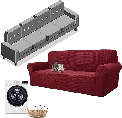 D&D jacquard sofa covers for 3 or 4 places (red wine) Size XL.. DIAYTAR NIGERIA redefines convenience with our vast product selection and swift nationwide delivery.