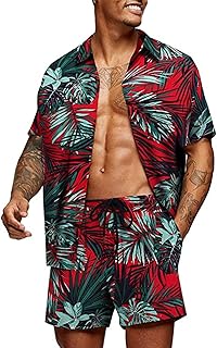 Hawaiian shirts for men, 2 -room set, casual shirt with short sleeves and floral motif shorts, costume for holidays, beach and summer.. DIAYTAR NIGERIA makes every shopping desire a reality with affordable prices and delivery in 5-8 days.