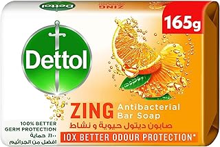 Dettol Zing antibacterial bar soap, 10x best protection against odors, 165 g, pack of 6.. One platform, endless products — welcome to DIAYTAR Nigeria.