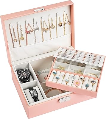 Remozan jewelry storage box for women, girl jewelry storage box, large leather travel storage box with 2 layers (pink).. Looking for trendy fashion, home essentials, or electronics? DIAYTAR Nigeria has it all and delivers within days, not weeks.