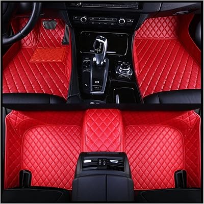 Car floor mats for Volkswagen and Tiguan 2017-2019, interior car, carpet and leather footrests with (color: red).. DIAYTAR NIGERIA: Where smart shoppers find everything they need at prices they can afford.