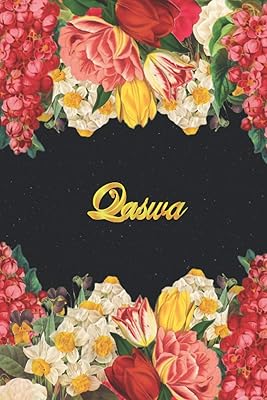 Qaswa: Lined book/newspaper with personalized name and initial monogram Q on the rear cover, floral cover, gift for girls and women.. DIAYTAR NIGERIA: Revolutionizing accessibility to quality products at budget-friendly prices across Nigeria.