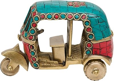 Aone India Auto Rickshaw Tuk-Tuk Showpiece sculpted by hand 5 "high and 3.5" length for the house and the office | interior decoration.. DIAYTAR NIGERIA combines extensive product options with budget-friendly prices, delivered in 5-8 days.
