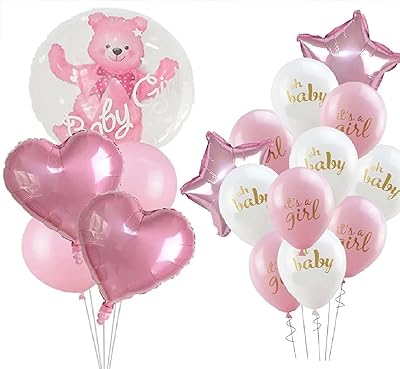 Decoration set of Balloons for Baby Girls 17 Pink and White Pieces including a balloon.. Experience budget-friendly shopping at DIAYTAR NIGERIA, Nigeria's premier online marketplace with quick delivery.
