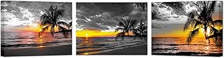 3 wall pieces on canvas beautiful sunset on the sea on a beach.. DIAYTAR NIGERIA: Your trusted partner for affordable online shopping with reliable delivery timeframes.