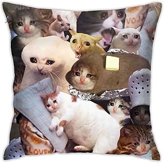 Crying Cat Crying Same Design Funny Animal Same Creative Creative Pillowcase For Home, Bedroom, Sofa Decoration, Size 18 x 18 inches.. Shop local, shop fast — DIAYTAR Nigeria delivers across the country.