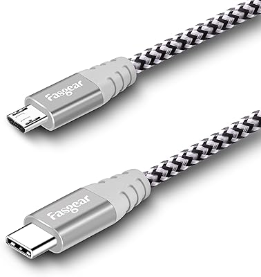 Fasgear USB C to micro USB [1 meter] Type C -braided nylon cord to micro USB compatible with Galaxy S7/S7, HTC One/10 and more (1 meter, gray).. Discover the joy of online shopping with DIAYTAR NIGERIA's budget-friendly prices and reliable shipping.