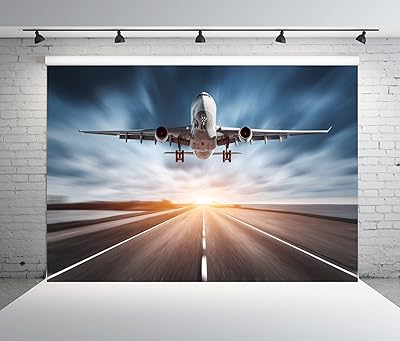 Beleco aircraft backdrop 3 x 2.4 m in fabric for aircraft landing, takeoff, airport track, blurred photography background, sunset, sky landscape for party decorations, holidays, travel, portrait, studio accessories.. Experience retail satisfaction with DIAYTAR NIGERIA's comprehensive platform and prompt shipping service.