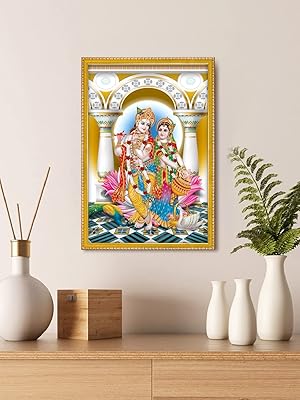 999 Lord Radha Krishna Shop With Mandir photo frame / Photo frame of the Radha Krishna temple for wall (11 x 8 inches).. Discover the convenience of DIAYTAR NIGERIA's vast e-commerce platform with delivery in just 5-8 days.