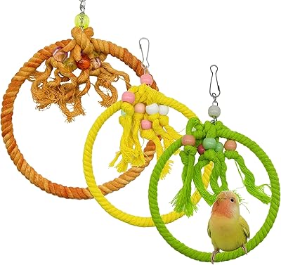 Azoni 3 -room cotton rope switch for birds, 9 -inch cotton swing for birds and parrots, hanging cage, toys for bird supports.. DIAYTAR NIGERIA transforms how Nigerians shop with our affordable prices and dependable shipping times.