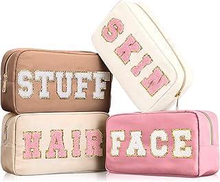 4 -piece preppy makeup bag, cosmetics in nylon caterpillar, zipper makeup bag for adolescent women, multicolored.. Shop with confidence at DIAYTAR NIGERIA, enjoying competitive prices and delivery within 8 days.