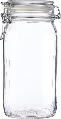 Transparent Round Glass Pot Bormioli Rico 1500 ml of Fido 1 piece.. DIAYTAR NIGERIA: Your partner in affordable online shopping with reliable 5-8 day shipping nationwide.