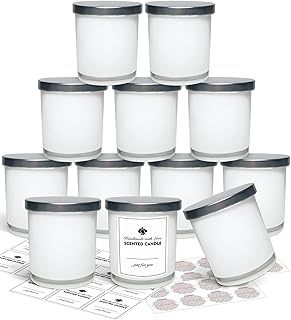 SapMind Sapmind of 12 pots of glass candles of 10 Oz with lids and self -adhesive labels, empty candle pots for the manufacture of candles, large containers (white interior).. Thousands of items, all priced just right — shop DIAYTAR Nigeria today.