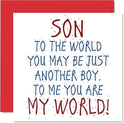 Beautiful birthday cards for son - Son you are my world - Happy birthday card from the father or mother, birthday gifts for threads, birthday card for threads 145 mm x 145 mm, willed greeting cards, gift for men and boys.. Save more, wait less — DIAYTAR Nigeria delivers faster than ever.