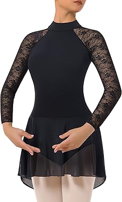Round neck dance dress for woman with long sleeve lace skirt on the back.. DIAYTAR NIGERIA: Where quality meets affordability, with thousands of products delivered in less than 8 days.