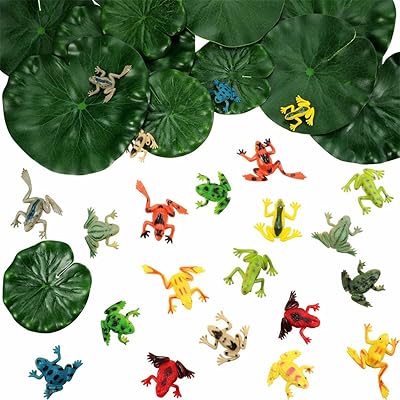 The set of plastic frogs includes 24 mini plastic frogs and 12 floating artificial lotus sheets for the decoration of the swimming pool, party supplies.. DIAYTAR NIGERIA: Your affordable marketplace with reliable 5-8 day shipping across Nigeria.
