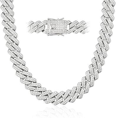 Cuban Miami -for men's mesh chain, 18 -carat gold silver chain, diamond cut chains for men and women 14 mm, hip hop jewelry.. Your complete e-commerce destination, DIAYTAR NIGERIA combines variety with budget-friendly nationwide shipping.