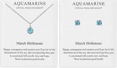 Ensemble necklace and earrings with birth stone Philip Jones March (Xenon) composed of Zirconia® crystals, crystal, Zirconia®, crystal, Zirconia® crystal.. DIAYTAR NIGERIA: Where shopping is easy, prices are low, and delivery is just days away.