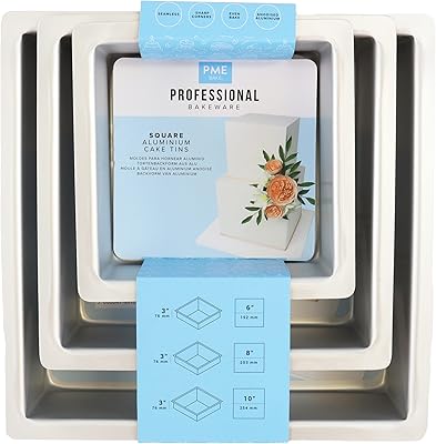Set of square cake molds 6, 8, 10 "x 7", set of 3, silver (SQRB68103).. Shop the smart way with DIAYTAR NIGERIA's extensive selection and budget-friendly nationwide delivery.