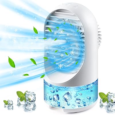 Hattmag portable air cooler, 3 -speed air conditioning fan and 7 -colored misty fan, night light by bedroom evaporation for bedroom, home office - white.. Shop with intention at DIAYTAR NIGERIA, offering thousands of products delivered nationwide in days.