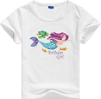 Mermaid birthday t-shirt, mermaid gift, birthday costume for girls, white.. DIAYTAR NIGERIA: Where quality meets accessibility with affordable prices and prompt shipping.