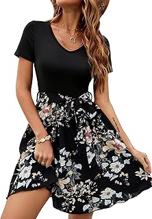 Short -free short -cut short dress with floral print for women, short sleeves and high waist.. Your everyday shopping companion, DIAYTAR NIGERIA offers unbeatable value with nationwide delivery.