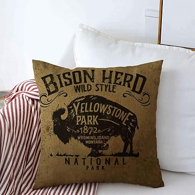 Staroapr cushion cover 45.7 x 45.7 cm vintage Western Western Varsity Label Fauna Fauna Buffalo Head Graphic Retro Badge Classic Badge Cover Cushion and Lin Linen For Fall Decoration.. Your complete shopping solution, DIAYTAR NIGERIA delivers variety and value within the week.