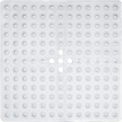 Non -slip non -fisher -non -slip square bath mat - 53 x 53 cm/21 x 21 inches non -slip with suction cup, antibacterial rubber bath mat with drainage holes, machine washable, transparent white.. Nigeria shops with DIAYTAR — wide selection, fast shipping, and great value.