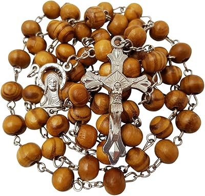 Talisman4u Polish rosary collar Blessed 8mm Wooden pearls cross of Marie Noisette with certificate.. DIAYTAR NIGERIA: Creating access to affordable products for every Nigerian with our swift delivery service.