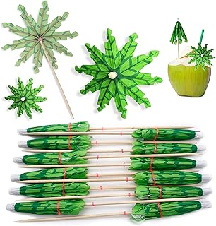 Coconut paper umbrella, green drink umbrella, safe and easy to use, perfect for the beach, swimming pool, party, cakes, ice creams, smoothies, etc., 50 rooms, green, length 15 cm.. DIAYTAR NIGERIA delivers more than products - we deliver affordable solutions within the week.