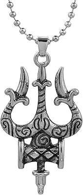 Damaru necklace Trishul in oxidized silver target for men and women (Om Namah Shivai), metal, unknown.. Everyday deals, every category — only on DIAYTAR Nigeria.