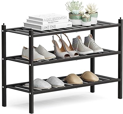 Ofrank shoe shelf, Bamboo Stackable Bamboo Shoe Organizer, shoe shelf for cupboard, entrance, corridor (black).. Big selection, small prices — shop now on DIAYTAR Nigeria.