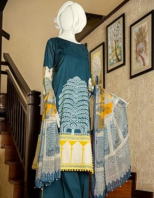 3 -piece suit not sewn Indian Pakistani junaid jamid for woman - shubuzu, dark blue, m.. DIAYTAR NIGERIA: Where every search leads to affordable products delivered promptly across Nigeria.