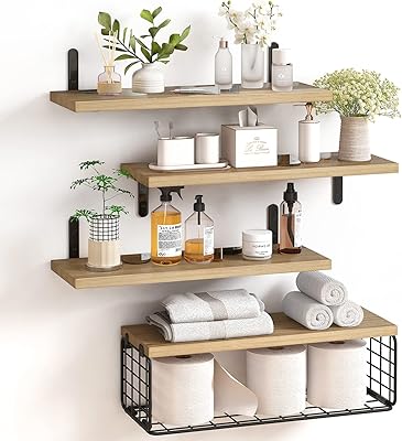 Fixed floating shelves 4 + 1 Rustic Wood Mural Wallpaper levels room shelves.. DIAYTAR NIGERIA: Your partner in affordable online shopping with dependable delivery within 8 days.
