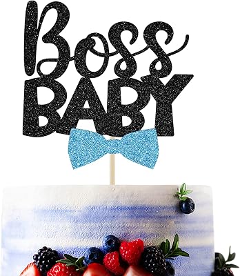 Topper baby cake boss with black glitter, cake decoration for 1st baby anniversary, children's birthday party supplies.. Discover endless possibilities with DIAYTAR NIGERIA's comprehensive catalog and budget-friendly delivery.