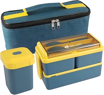 Anna Mira Bento Lunch Box + Bag, 2 layers 3 stackable compartments Lunch box, 1400 ml Waterproof bento boxes with removable compartments for adults and children goes to the microwave (blue-19.5 x 9.2 x 12.2 cm).. Shop quality and variety at unbeatable prices on DIAYTAR Nigeria — delivery in under 8 days.