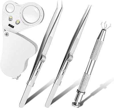Package of 4 diamond jewelry jewelry pliers selecting precious stones pliers with magnifying glass.. Shop without boundaries at DIAYTAR NIGERIA, offering affordable products with convenient delivery times.