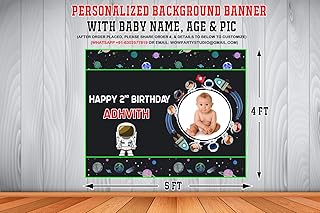 WOW PARTY STUDIO Personalized Spatial Themed Party Decorations, Banner of Bottom/Backbone with Boy/Girl Birthday Name, Age and Image (1.2 x 1.5 m).. Elevate your shopping experience with DIAYTAR NIGERIA's vast catalog and budget-friendly options.