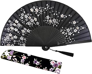 Vintage Chinese/Japanese folding fan in ancient bamboo silk for women, black.. Your complete shopping solution, DIAYTAR NIGERIA offers extensive choice with competitive prices and delivery.