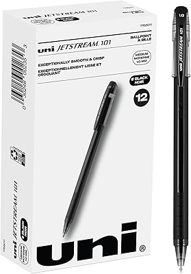 Uniball JetStream 101 ball pens, medium point, 1.0 mm, black, package of 12.. From essentials to electronics, DIAYTAR Nigeria ships your order in no time.