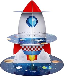 Spatial cupcake support, Cupcake display in cardboard birthday rocket, 3 -level cupcake support, galaxy pattern, decoration of party dessert party supplies.. DIAYTAR Nigeria: Where affordability meets speed and quality.