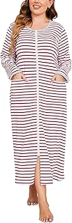 Large night shirt with long sleeves and zipper for women, full length house coat with pockets.. DIAYTAR NIGERIA transforms dreams into deliveries with our affordable prices and 5-8 day shipping.